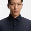 Easy-iron slim-fit shirt in stretch-cotton poplin