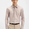 Easy-iron slim-fit shirt in stretch-cotton twill