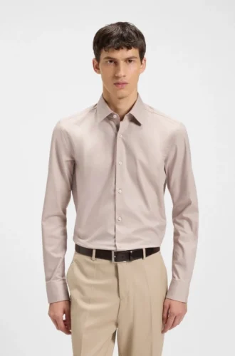 Easy-iron slim-fit shirt in stretch-cotton twill