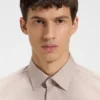 Easy-iron slim-fit shirt in stretch-cotton twill