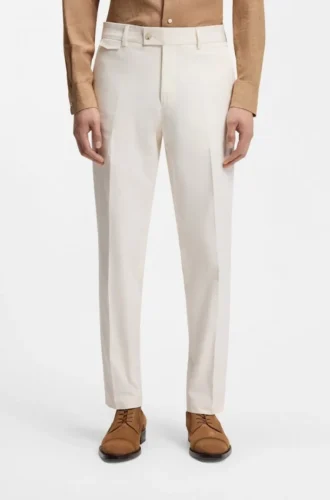 Easy-iron tapered-fit trousers in stretch-cotton poplin