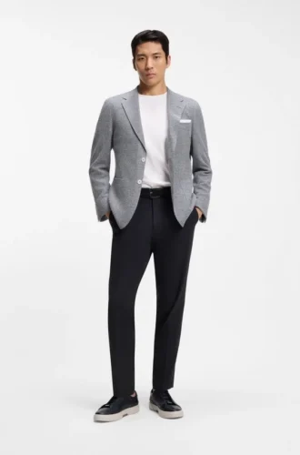 Easy-iron tapered-fit trousers in stretch-cotton poplin