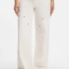 Ecru baggy-fit jeans in rigid denim