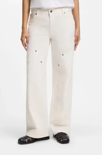 Ecru baggy-fit jeans in rigid denim