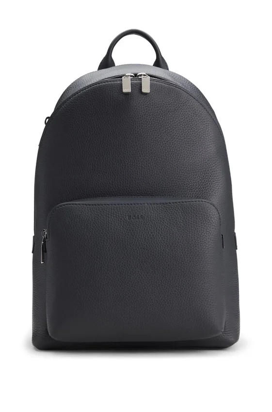 Embossed-logo backpack in Italian leather Embossed-logo backpack in Italian leather
