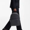 Embossed-logo backpack in Italian leather Embossed-logo backpack in Italian leather