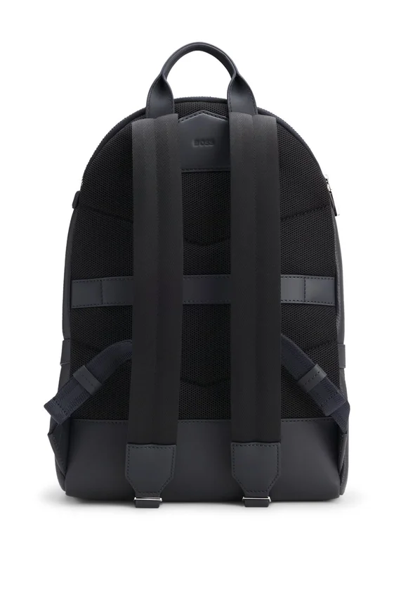 Embossed-logo backpack in Italian leather Embossed-logo backpack in Italian leather