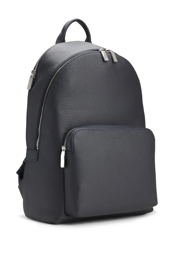 Embossed-logo backpack in Italian leather Embossed-logo backpack in Italian leather