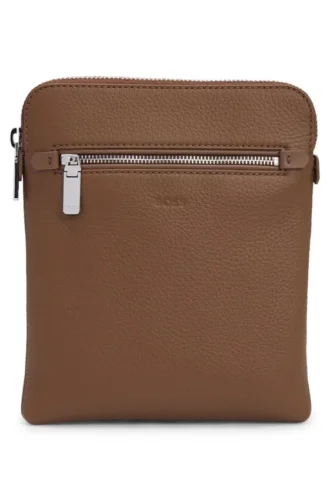 Embossed-logo envelope bag in Italian leather