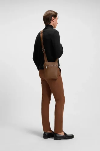 Embossed-logo envelope bag in Italian leather