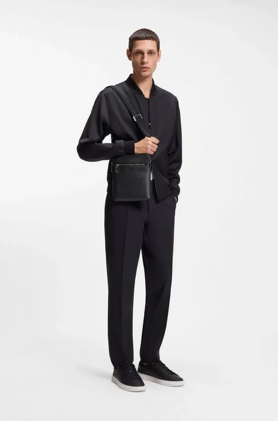 Embossed-logo envelope bag in Italian leather Embossed-logo envelope bag in Italian leather