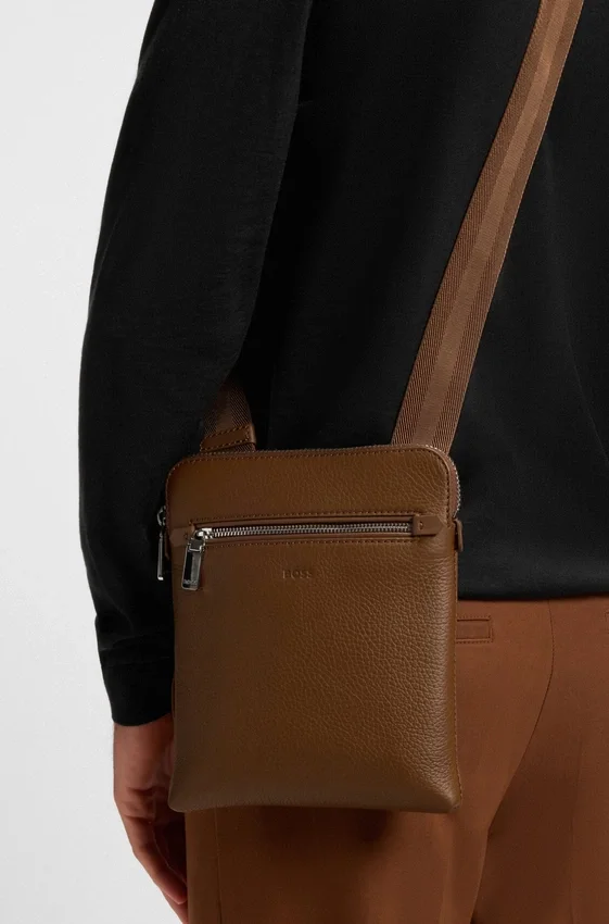 Embossed-logo envelope bag in Italian leather Embossed-logo envelope bag in Italian leather