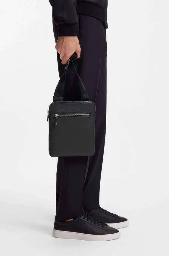 Embossed-logo envelope bag in Italian leather Embossed-logo envelope bag in Italian leather