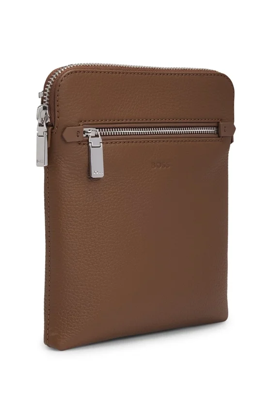 Embossed-logo envelope bag in Italian leather Embossed-logo envelope bag in Italian leather