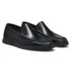 Embossed-logo moccasins in leather