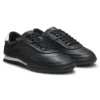 Embossed-logo trainers in leather