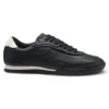 Embossed-logo trainers in leather