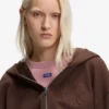 Embossed-logo zip-up hoodie in cotton terry
