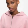 Embossed-logo zip-up hoodie in cotton terry