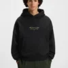 Embroidered-artwork hoodie in cotton terry