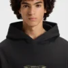 Embroidered-artwork hoodie in cotton terry
