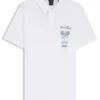 Embroidered-artwork polo shirt in cotton mesh