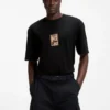 Embroidered-badge T-shirt in cotton terry