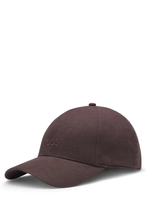 Embroidered-logo cap in linen Embroidered-logo cap in linen