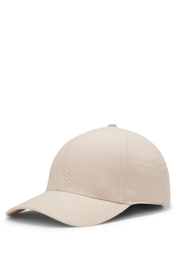 Embroidered-logo cap in linen Embroidered-logo cap in linen