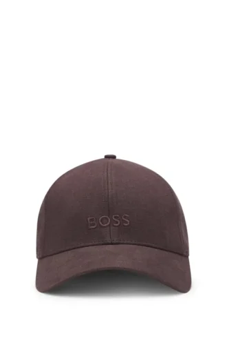 Embroidered-logo cap in linen
