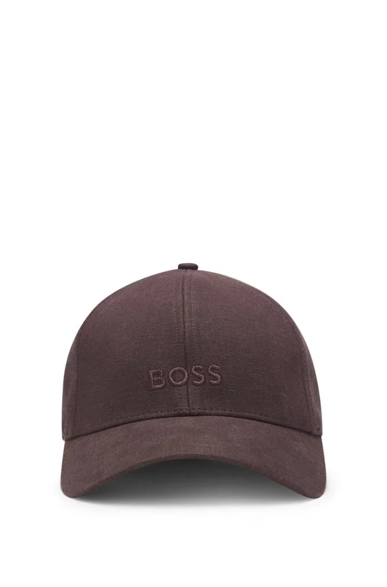 Embroidered-logo cap in linen Embroidered-logo cap in linen