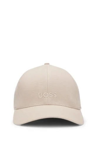 Embroidered-logo cap in linen