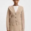 Embroidered-logo cardigan in a wool blend