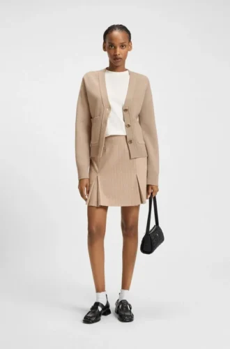 Embroidered-logo cardigan in a wool blend