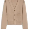 Embroidered-logo cardigan in a wool blend