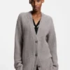 Embroidered-logo cardigan in an oversized fit