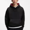 Embroidered-logo hoodie in stretch cotton Embroidered-logo hoodie in stretch cotton
