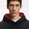 Embroidered-logo hoodie in stretch cotton Embroidered-logo hoodie in stretch cotton
