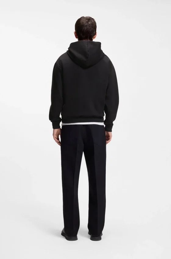 Embroidered-logo hoodie in stretch cotton Embroidered-logo hoodie in stretch cotton