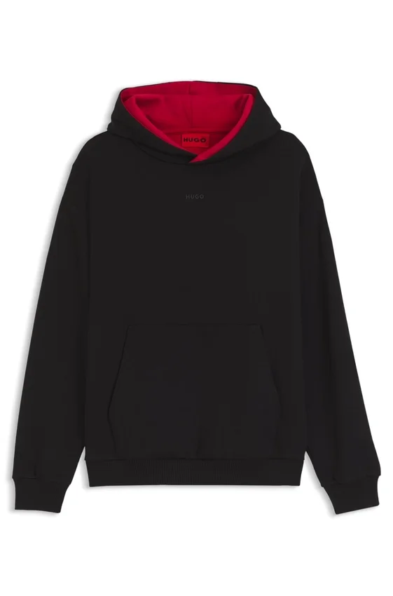 Embroidered-logo hoodie in stretch cotton Embroidered-logo hoodie in stretch cotton