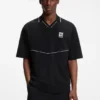 Embroidered-logo polo shirt with Johnny collar