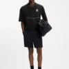 Embroidered-logo polo shirt with Johnny collar