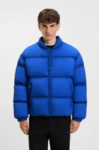 Embroidered-logo puffer jacket with water-repellent finish