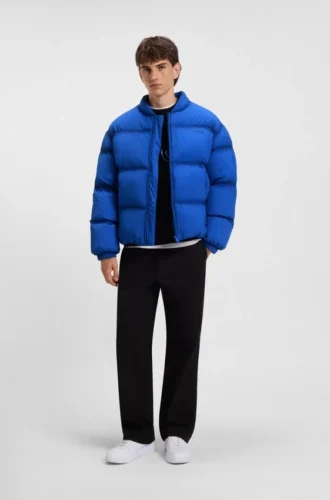 Embroidered-logo puffer jacket with water-repellent finish