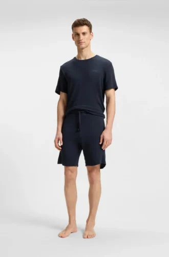 Embroidered-logo pyjama shorts in stretch jersey