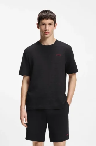 Embroidered-logo pyjama T-shirt in a cotton blend