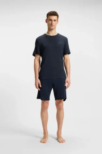 Embroidered-logo pyjama T-shirt in stretch jersey