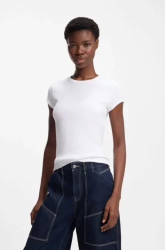 Embroidered-logo slim-fit T-shirt in stretch cotton