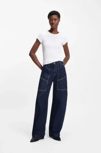 Embroidered-logo slim-fit T-shirt in stretch cotton