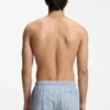 Embroidered-logo swim shorts in striped seersucker